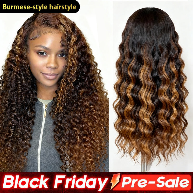Sale Happening Now:70% off Burmese Curly Glueless Wig Bleached Knots 13x6 HD Lace Front Wear Go Wig With Flexible Fit Drawstring