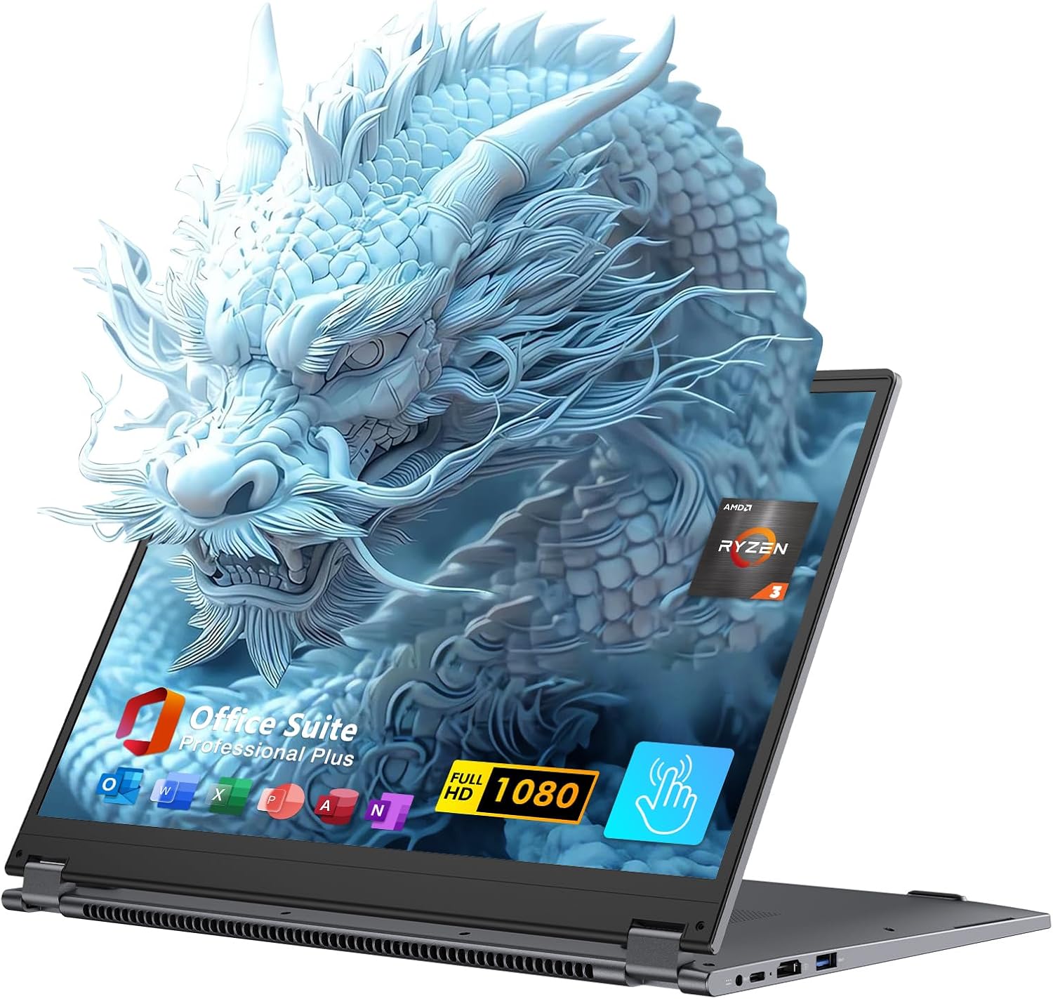 ⏰【Limited Edition】EYY 2 in 1 Laptop Computer, 15.6 16GB DDR4 512GB SSD Touchscreen Notebook, AMD Ryzen R3 3200U(Up to 3.5 GHz), Radeon Vega 3, 1920x1080 FHD Display, WiFi, BT5.1 RJ45, Blacklit Keyboard