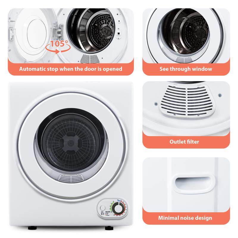 🎉Last day factory direct sales🔥Portable Clothes Dryer 850W Compact Laundry Dryers 1.5 cu.ft Front Load Stainless Steel Electric Dryers Machine with Stainless Steel Tub for Apartment,RVs,Dorms,White Easy Control