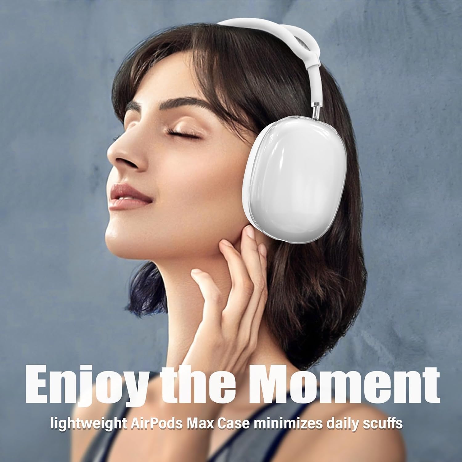 3 in 1 Silicone Case Cover Compatible with Apple Airpods Max Headphones, Clear Soft TPU Ear Cups Cover/Silicone Ear Pad Case Cover/Headband Cover Compatible with Apple Airpods Max (Clear Pink)