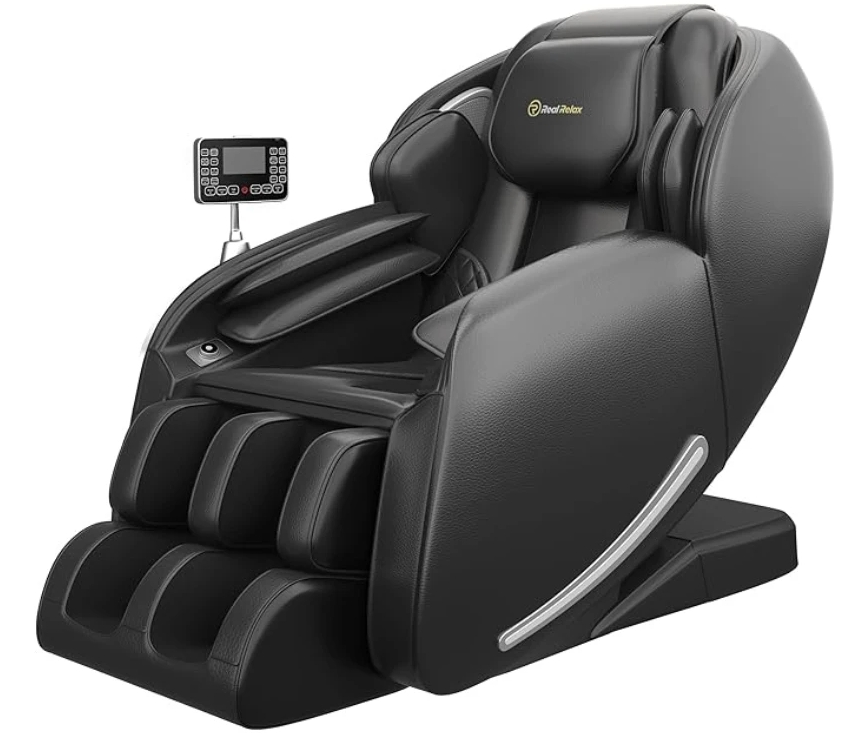 🌹【Price reduction today only】Real Relax 2025 Massage Chair Full Body, Zero Gravity SL-Track Shiatsu Massage Recliner with Heat, APP Control, Child Lock, Body Scan Bluetooth Foot Roller, Favor 06, All Black