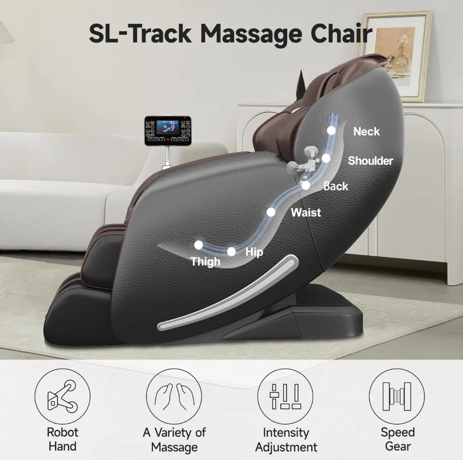 🌹【Price reduction today only】Real Relax 2025 Massage Chair Full Body, Zero Gravity SL-Track Shiatsu Massage Recliner with Heat, APP Control, Child Lock, Body Scan Bluetooth Foot Roller, Favor 06, All Black