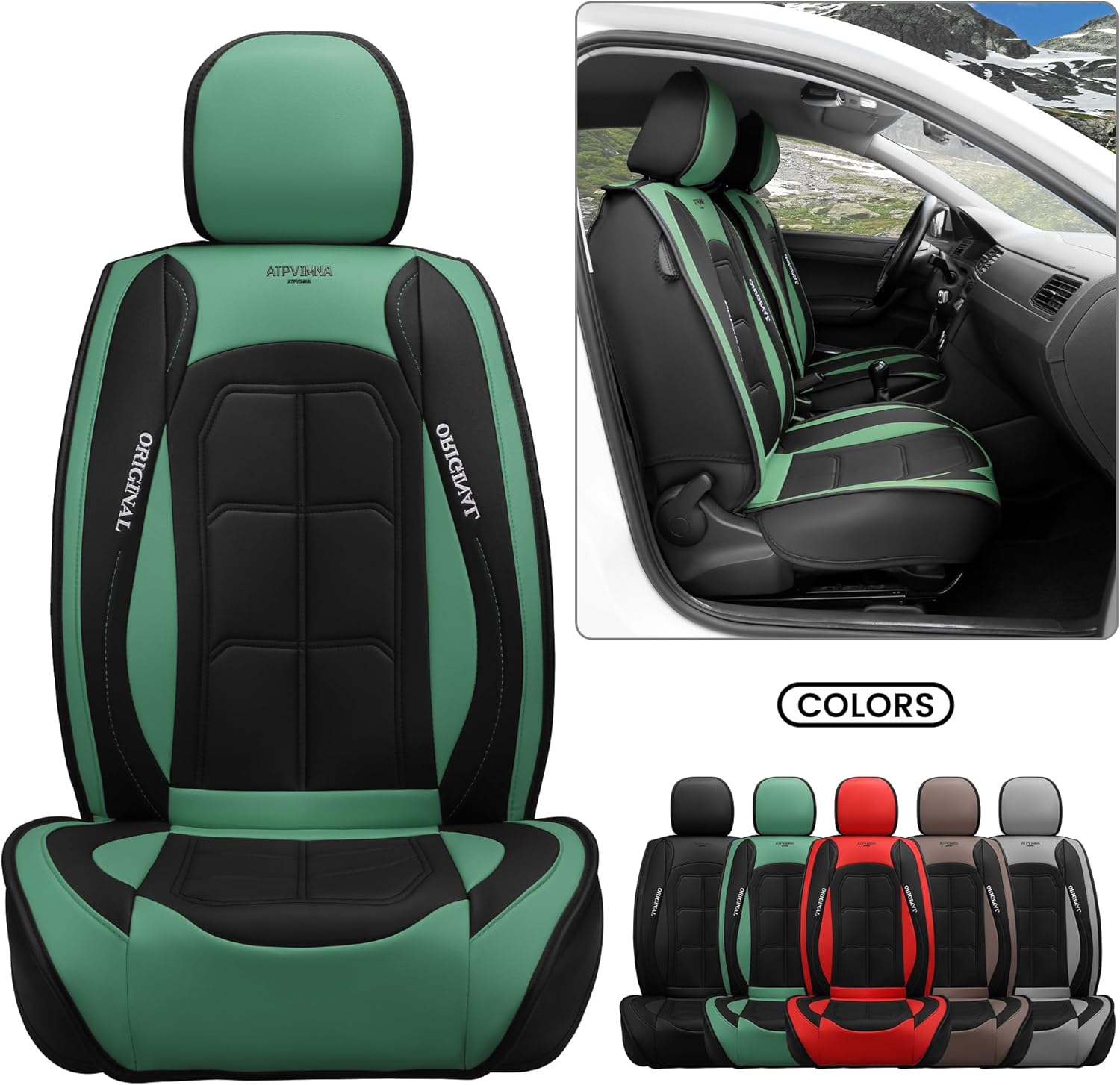 🔥【The last 32 sets】ATPVIMNA Full Package Nappa Leather Car Seat Covers, All Season Microfiber Skin Surface, Synthetic Fiber Fill🎉🎉🎉