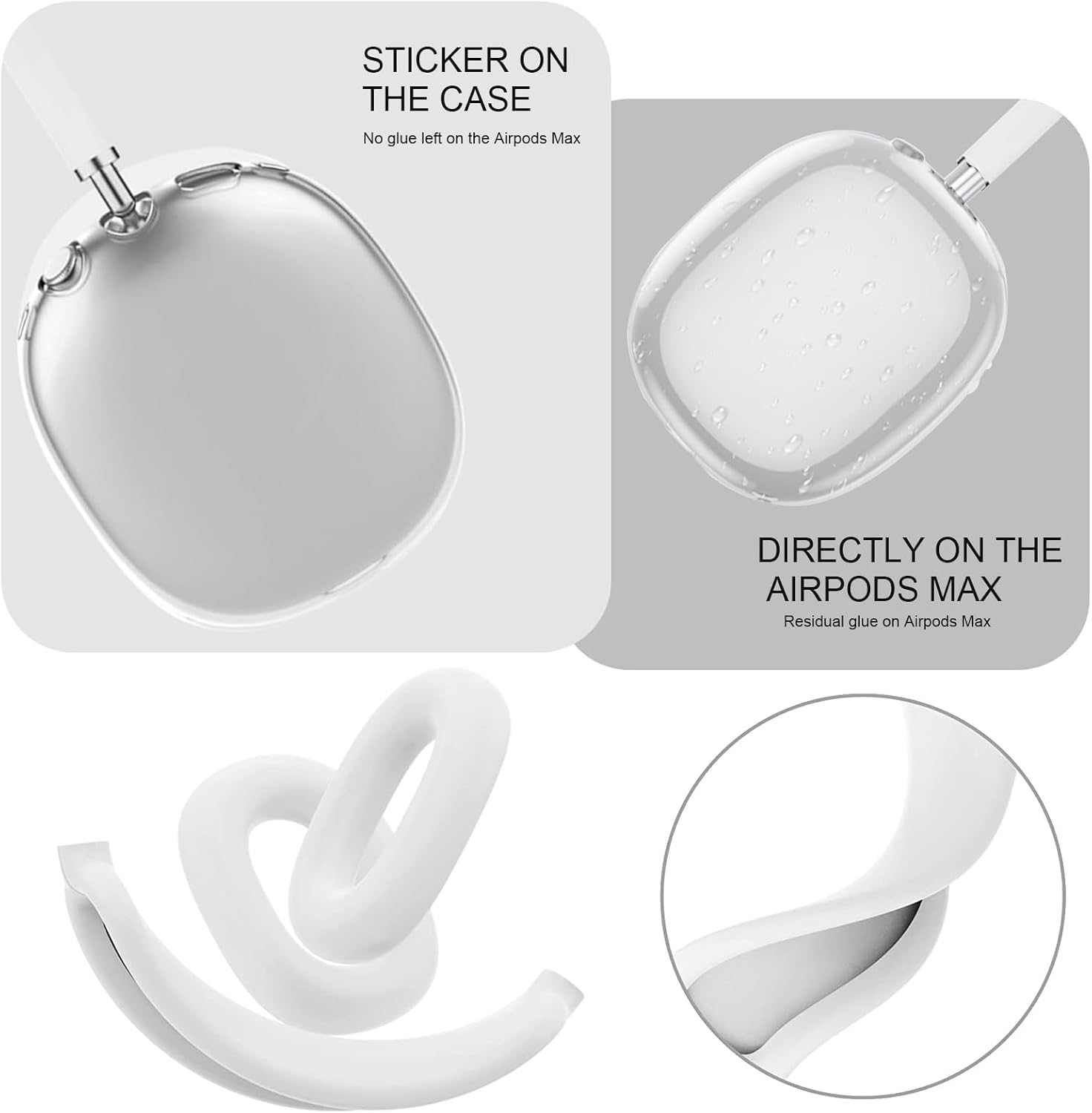 3 in 1 Silicone Case Cover Compatible with Apple Airpods Max Headphones, Clear Soft TPU Ear Cups Cover/Silicone Ear Pad Case Cover/Headband Cover Compatible with Apple Airpods Max (Clear Pink)