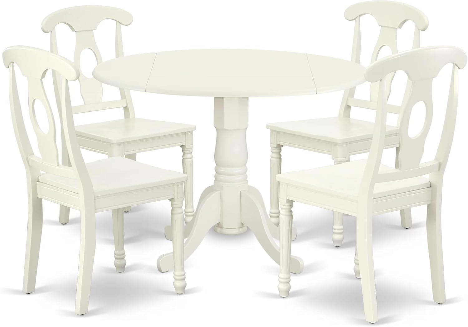 🔥 East West Furniture DLKE5-BCH-W 5 Piece Dining Room Furniture Set Includes a Round Dining Table with Dropleaf and 4 Wood Seat Chairs, 42x42 Inch, Black & Cherry