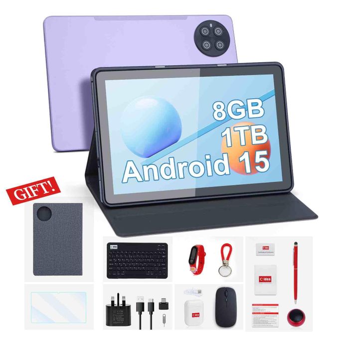 C Idea CM10500 Tablette Adulte, 10.36 Pouces, Android 14 SIM, Stockage 1 To, Clavier, Couleur Bleue
