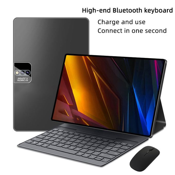 Adults Tablets, 10.1 Inch Android 14 Sim 12GB+512GB Keyboard Mouse Tablet Case(Black)