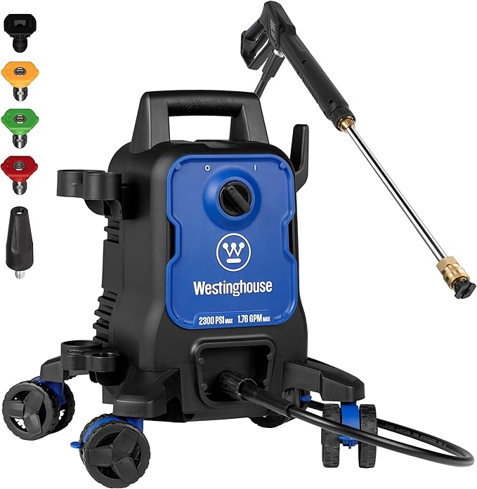 🔥Hot Sell🔥Electric Pressure Washer For Muilt-scene Use Or Washing Business. Anti-Tipping Technology, Onboard Soap Tank, Pro-Style Steel Wand, 5-Nozzle Set