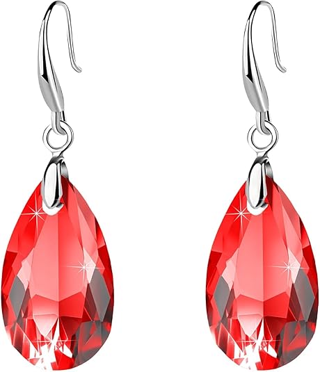💎Beauty💎Austrian Crystal Teardrop Dangle Hook Earrings for Women 14K Gold Plated Hypoallergenic Jewelry