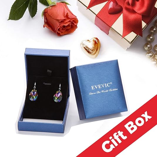 💎Beauty💎Austrian Crystal Teardrop Dangle Hook Earrings for Women 14K Gold Plated Hypoallergenic Jewelry