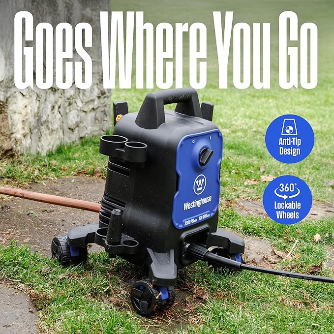 🔥Hot Sell🔥Electric Pressure Washer For Muilt-scene Use Or Washing Business. Anti-Tipping Technology, Onboard Soap Tank, Pro-Style Steel Wand, 5-Nozzle Set
