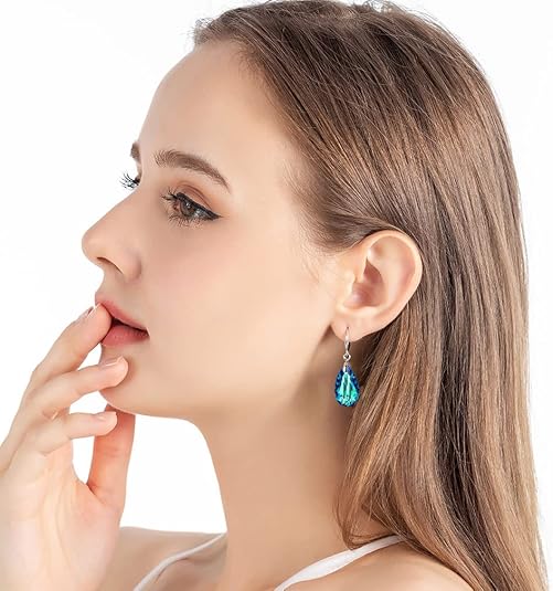 💎Beauty💎Austrian Crystal Teardrop Dangle Hook Earrings for Women 14K Gold Plated Hypoallergenic Jewelry