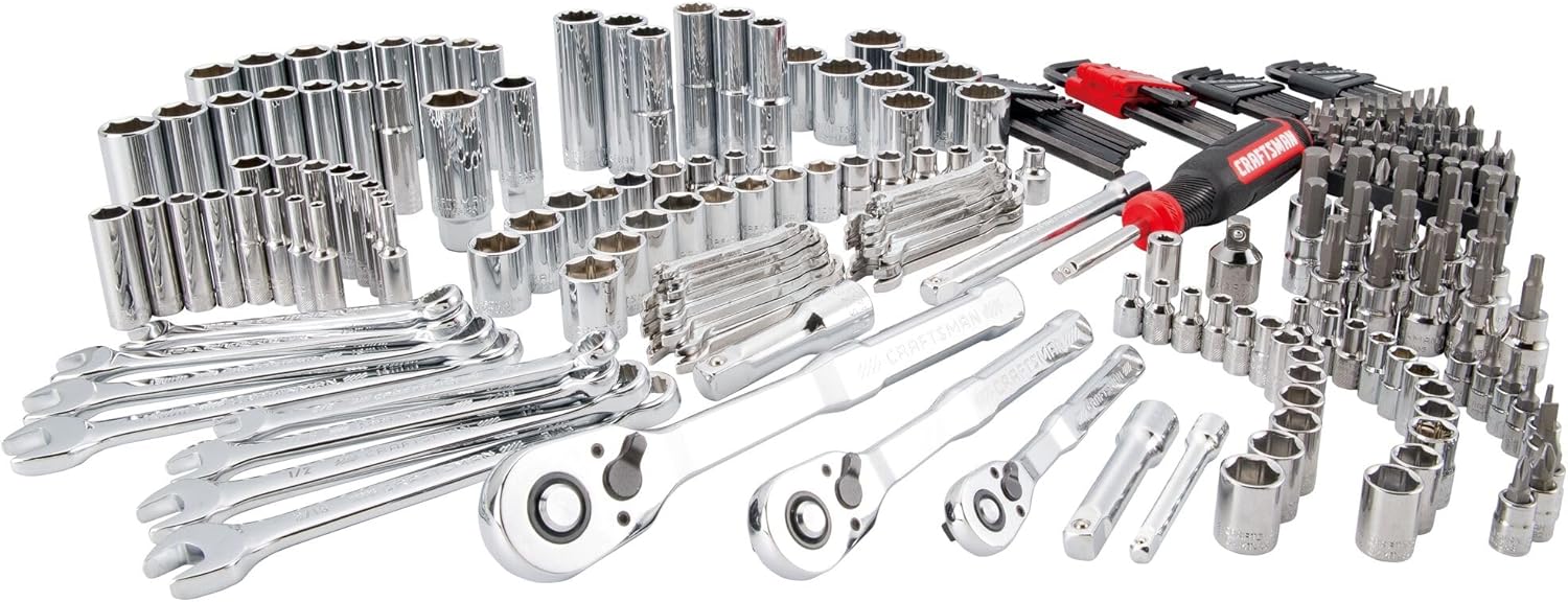 🔧Best-Equipped🔧230 Pcs Mechanics Tool Set, Socket Wrench Set, Car Tool Kit with VERSASTACK Toolbox, SAE and Metric,1/4 in, 3/8 in, and 1/2 Drive, Short and Long Arm Hex Keys
