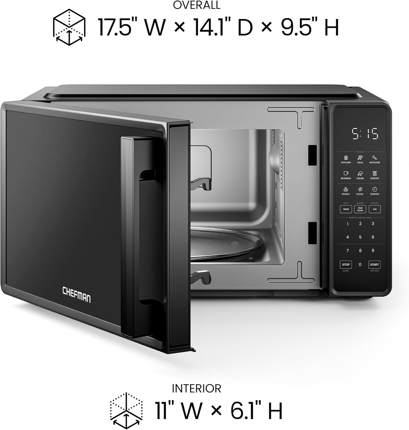 🛒Essentials For Family🛒Microwave Oven 0.7 Cu. Ft., 700 Watts with 10 Power Levels, 6 Cooking Presets with One-Touch Express Cook - Eco Mode, Child Safety Lock, & Mute Button - Black