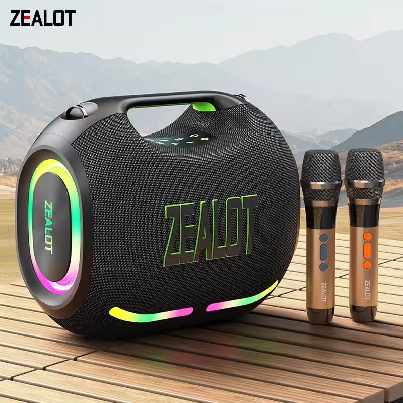 【🎁Clearance price🎁】Factory Wholesale Zealot ZE01 120W RGB Light Karaoke Speaker Portable for Bluetooth Speaker Microphones for Parties Mobile