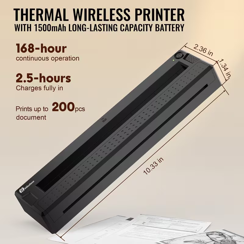 2026 New 2-In-1 Tattoo Stencil And Document Printer, Wireless Wireless Thermal Printer - HD Fast Transfer, Portable Easy-To-Use for Tattoo Artists/Shops, Travel, Home, Office