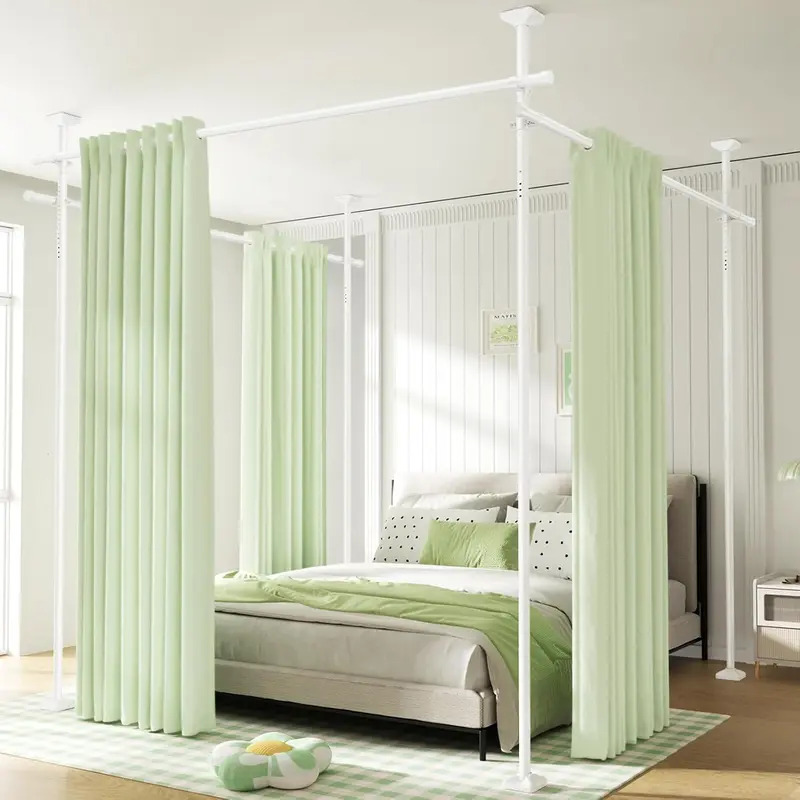 【Mother's day】Room Divider Curtain Rod - Adjustable 4-10ft Heavy Duty Room Divider Curtain Rod | No Drilling Wall Divider for Room Separation | Freestanding Tension Curtain Stand 28-171 inch Wide Partition Space Separator Interior Decoration Accessories