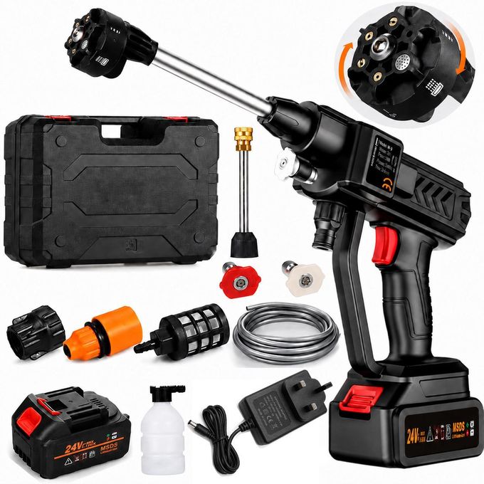 Mythco Cordless Portable 300W Pressure Washer, 6 In 1 Nozzle