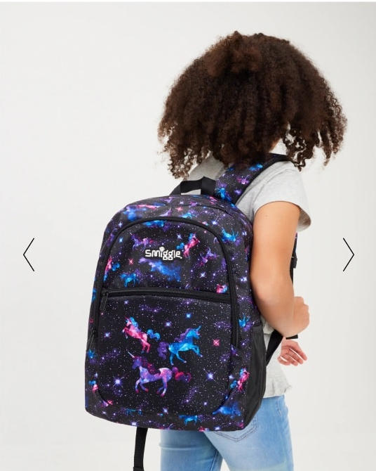 🎊【Discounted price GH₵ 98】Smiggle Wonder World Classic Lite Backpack - Black Mix (✅A complete set, all items)