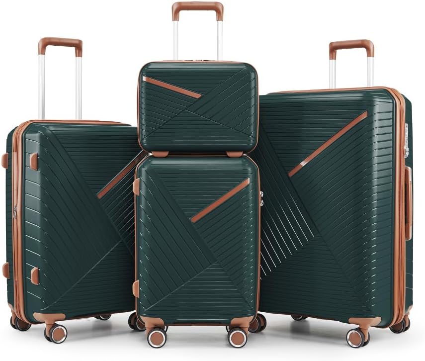 🎉🎉🎉【Price Reduction Notice】😍 Luggage Sets 4 Piece(14/20/24/28), Expandable Lightweight Suitcase with 4 Double 360 Degrees Mute Spinner Wheels PP Materials Durable TSA Lock Travel Luggage