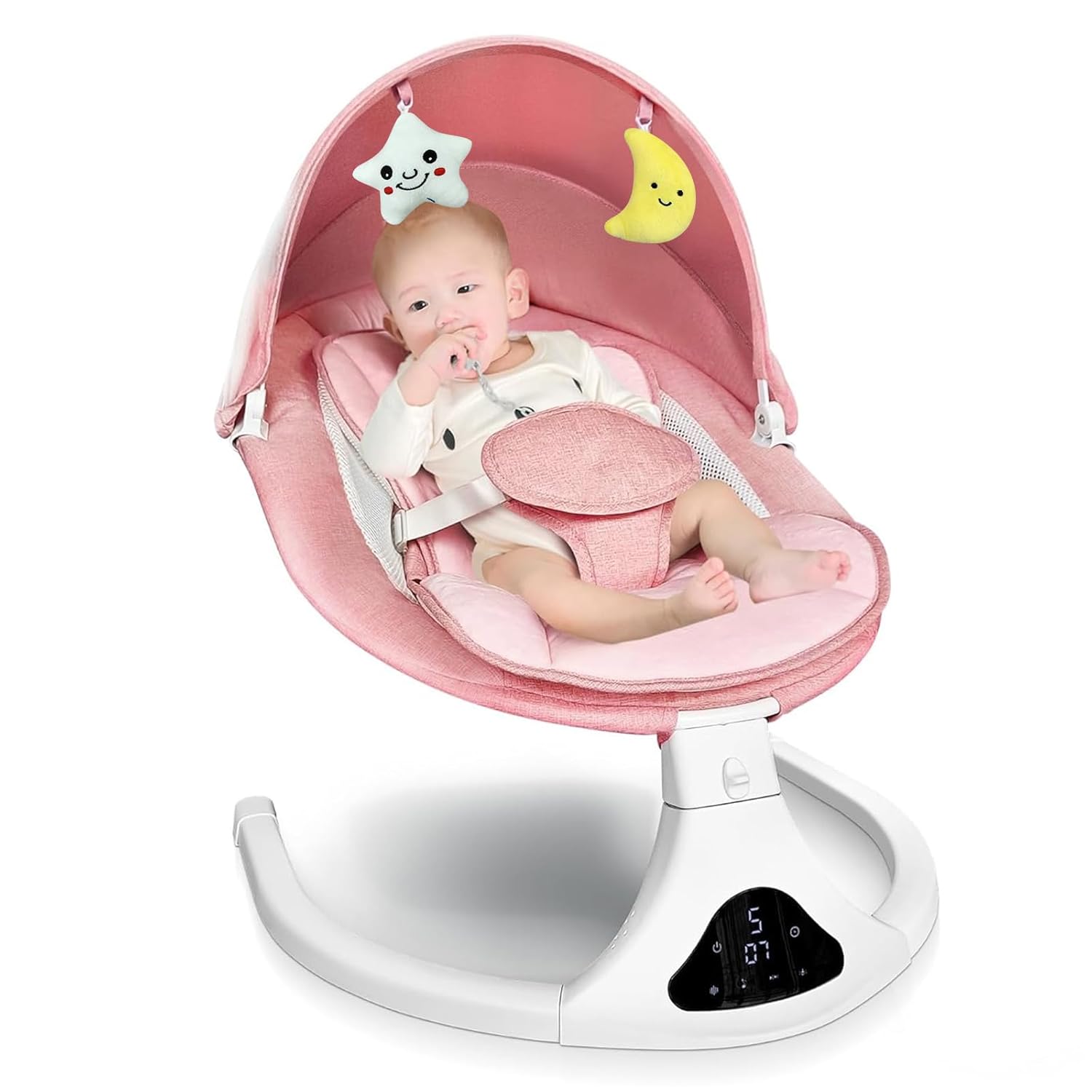 🔥HOT SALE🔥 Electric Baby Swing with Remote Control - 5 Natural Motion Speeds, Detachable Seat Pad | Portable Infant Swing for Indoor/Outdoor Use (0-12M, 20lbs)