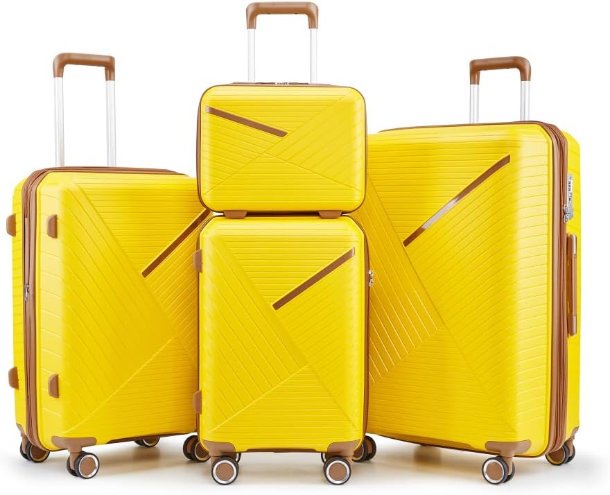 🎉🎉🎉【Price Reduction Notice】😍 Luggage Sets 4 Piece(14/20/24/28), Expandable Lightweight Suitcase with 4 Double 360 Degrees Mute Spinner Wheels PP Materials Durable TSA Lock Travel Luggage