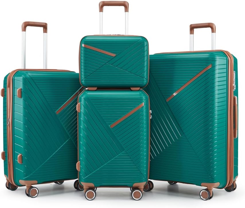 🎉🎉🎉【Price Reduction Notice】😍 Luggage Sets 4 Piece(14/20/24/28), Expandable Lightweight Suitcase with 4 Double 360 Degrees Mute Spinner Wheels PP Materials Durable TSA Lock Travel Luggage