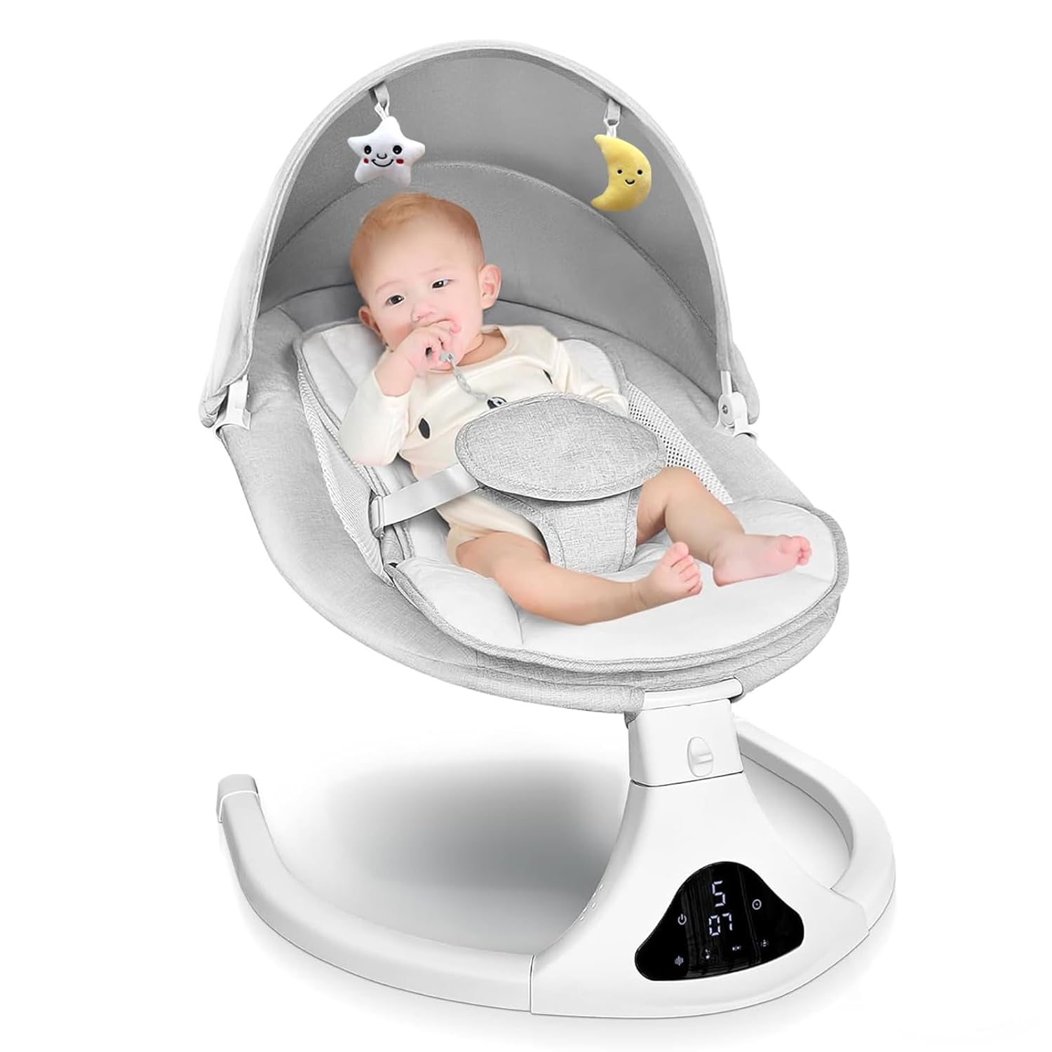 🔥HOT SALE🔥 Electric Baby Swing with Remote Control - 5 Natural Motion Speeds, Detachable Seat Pad | Portable Infant Swing for Indoor/Outdoor Use (0-12M, 20lbs)