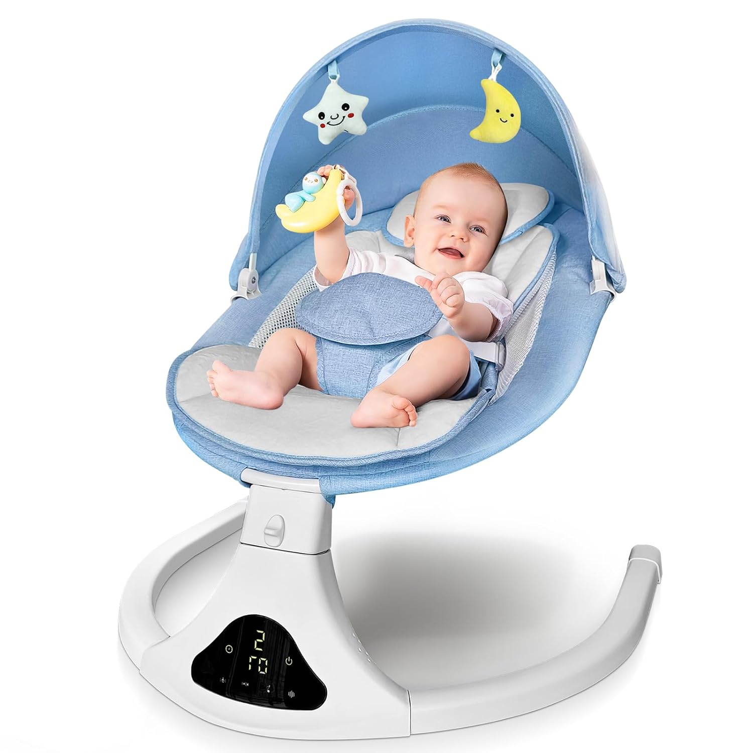 🔥HOT SALE🔥 Electric Baby Swing with Remote Control - 5 Natural Motion Speeds, Detachable Seat Pad | Portable Infant Swing for Indoor/Outdoor Use (0-12M, 20lbs)