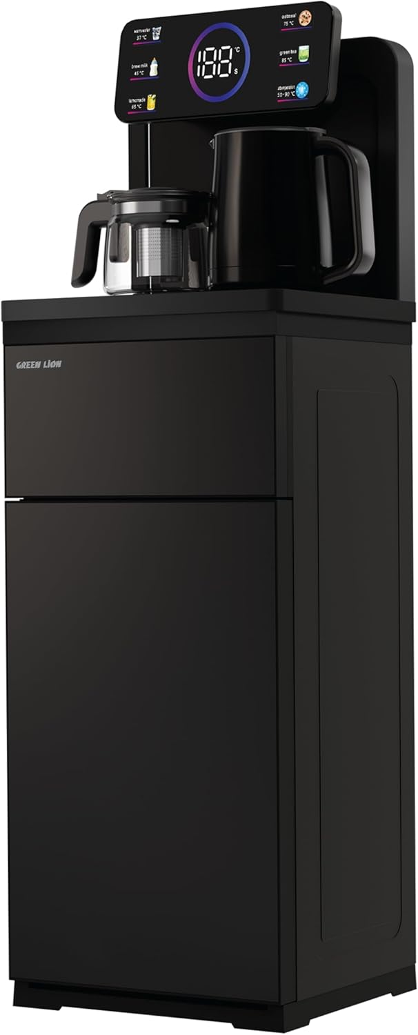 Green Lion Smart Water Dispenser Tea Bar Machine, Touch Screen Display, Remote Control, Stainless Steel Kettle, Bottom Loading Hot and Cold Water Machine, Fast Boiling for Home and Commercial