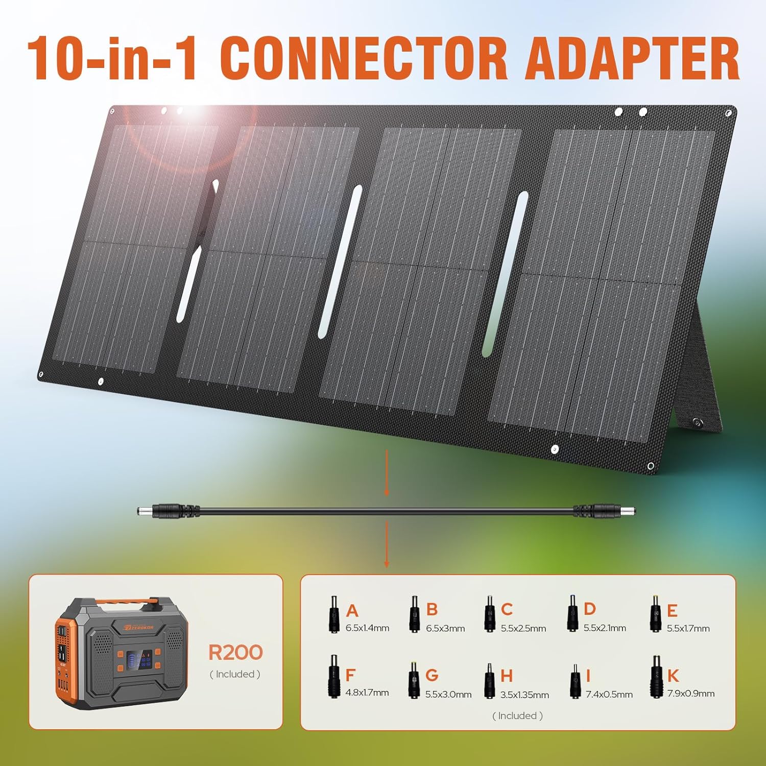 Portable Solar Generator, 300W Portable Power Station with Foldable 60W Solar Panel,110V Pure Sine Wave 280Wh Battery Power Pack with USB DC AC Outlet for Camping Smart Devices RV Van Outdoor-Orange