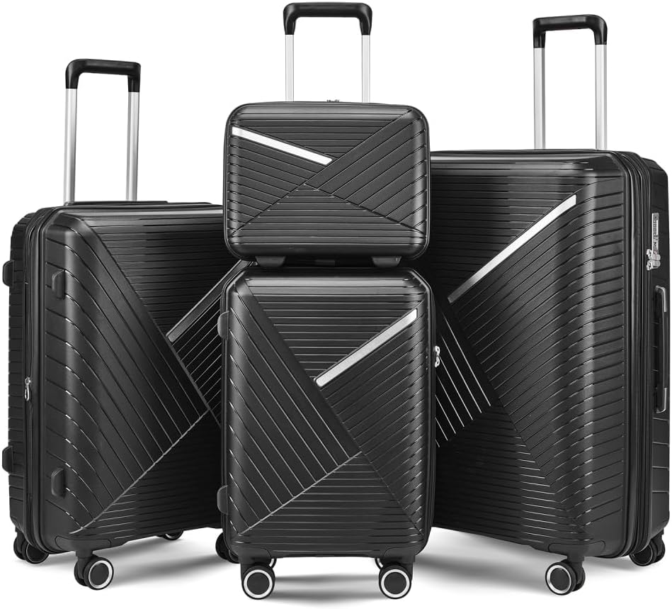 🎉🎉🎉【Price Reduction Notice】😍 Luggage Sets 4 Piece(14/20/24/28), Expandable Lightweight Suitcase with 4 Double 360 Degrees Mute Spinner Wheels PP Materials Durable TSA Lock Travel Luggage