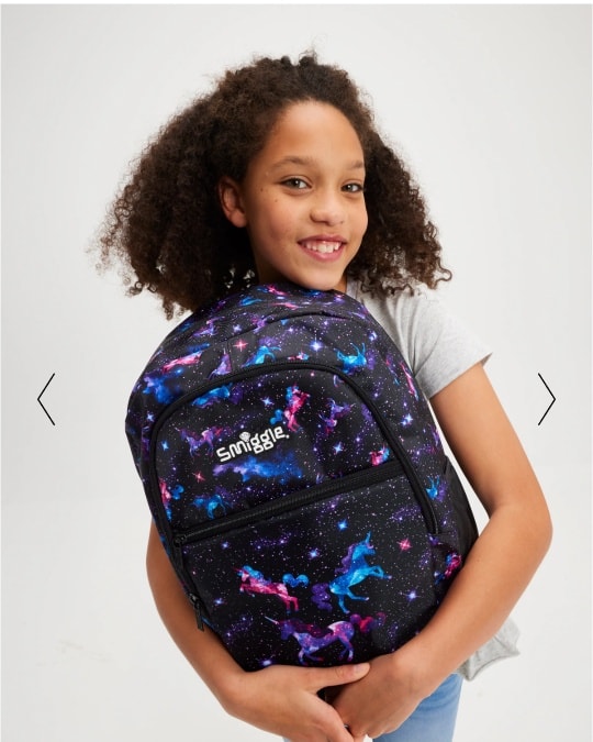 🎊【Discounted price GH₵ 98】Smiggle Wonder World Classic Lite Backpack - Black Mix (✅A complete set, all items)