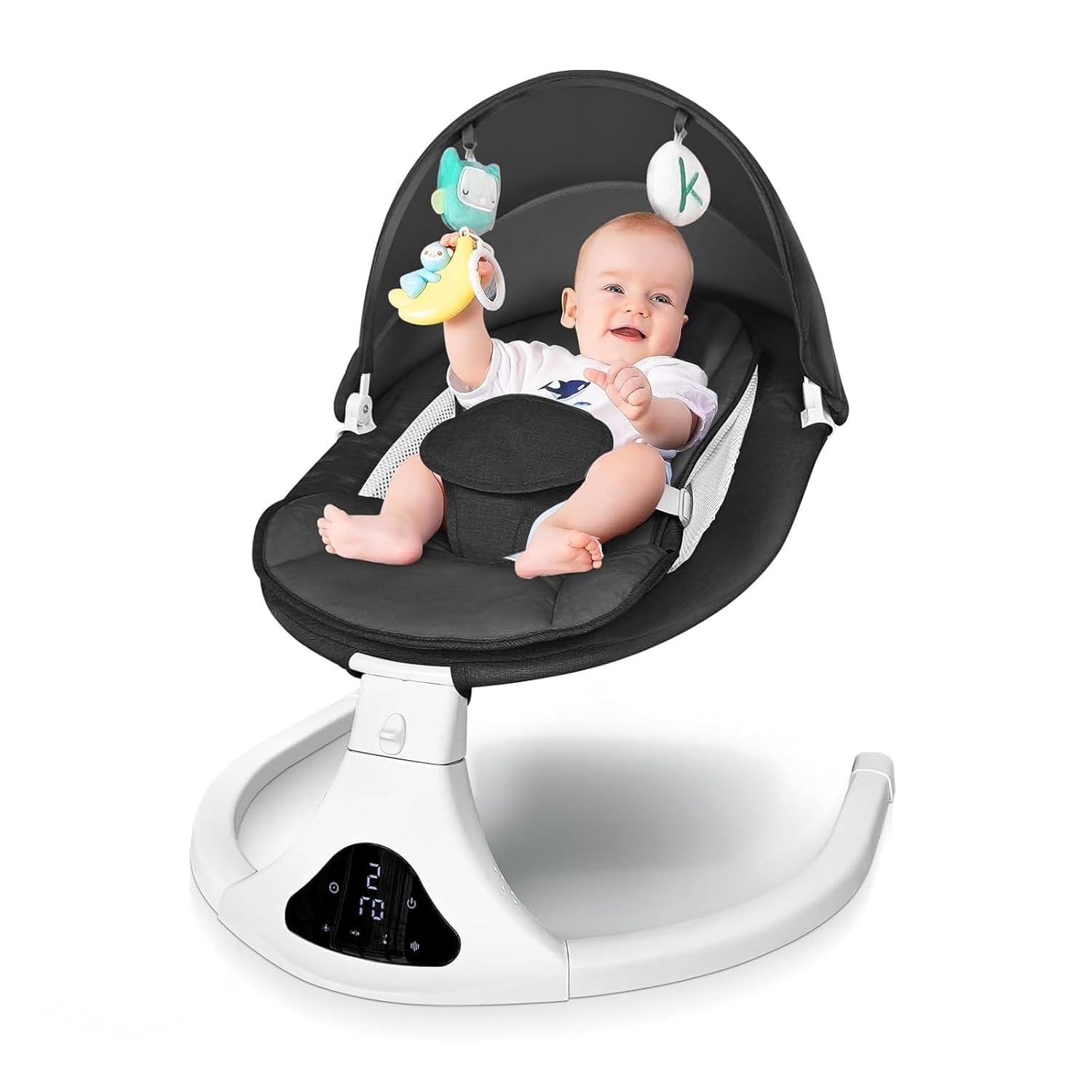 🔥HOT SALE🔥 Electric Baby Swing with Remote Control - 5 Natural Motion Speeds, Detachable Seat Pad | Portable Infant Swing for Indoor/Outdoor Use (0-12M, 20lbs)