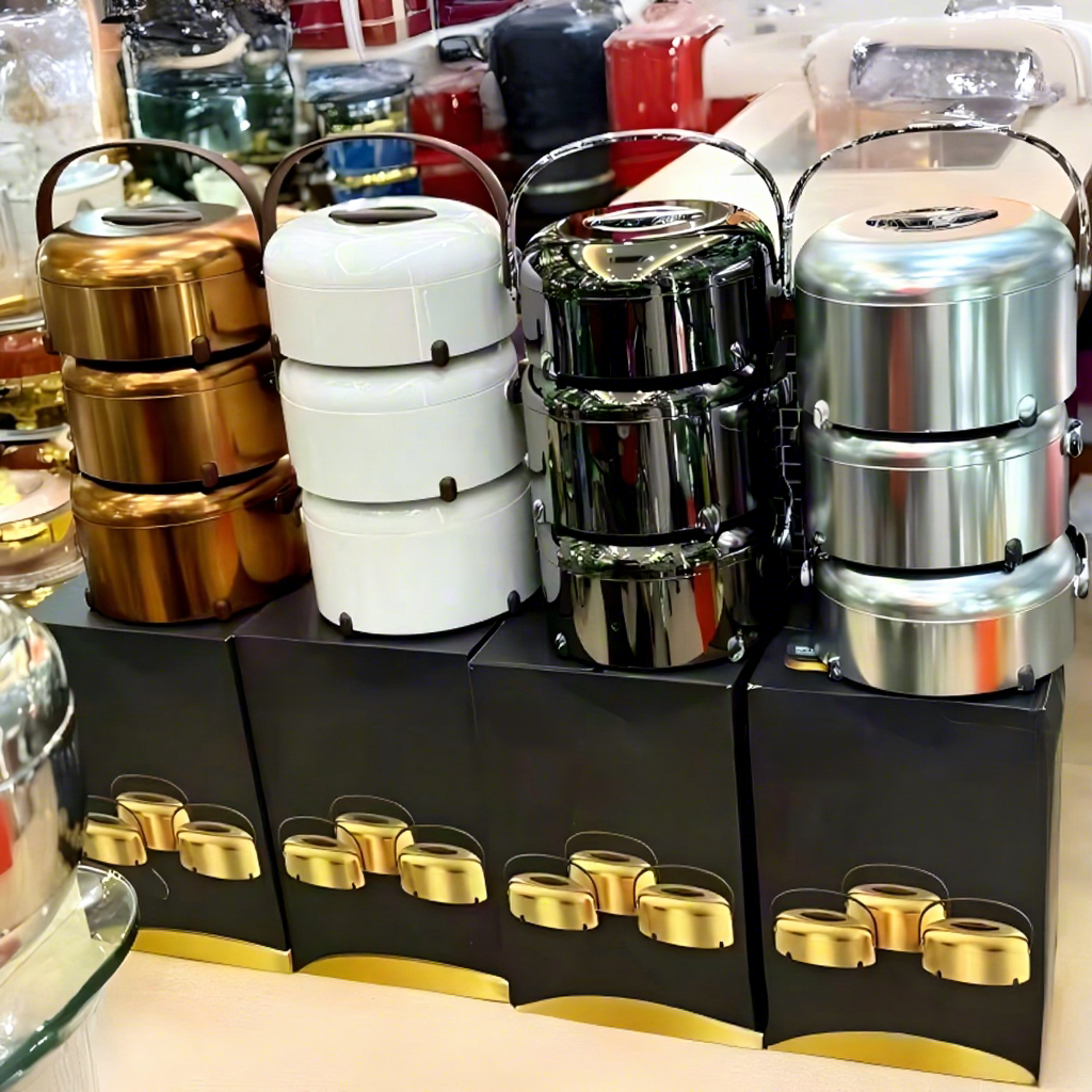 🔥🔥🔥【Factory clearance sale, 3 items for only GH₵ 98】Forever Gold EM Promotional 5L 3PCS Luxury Set Food Thermo Container Affordable Price Insulated Food Warmer