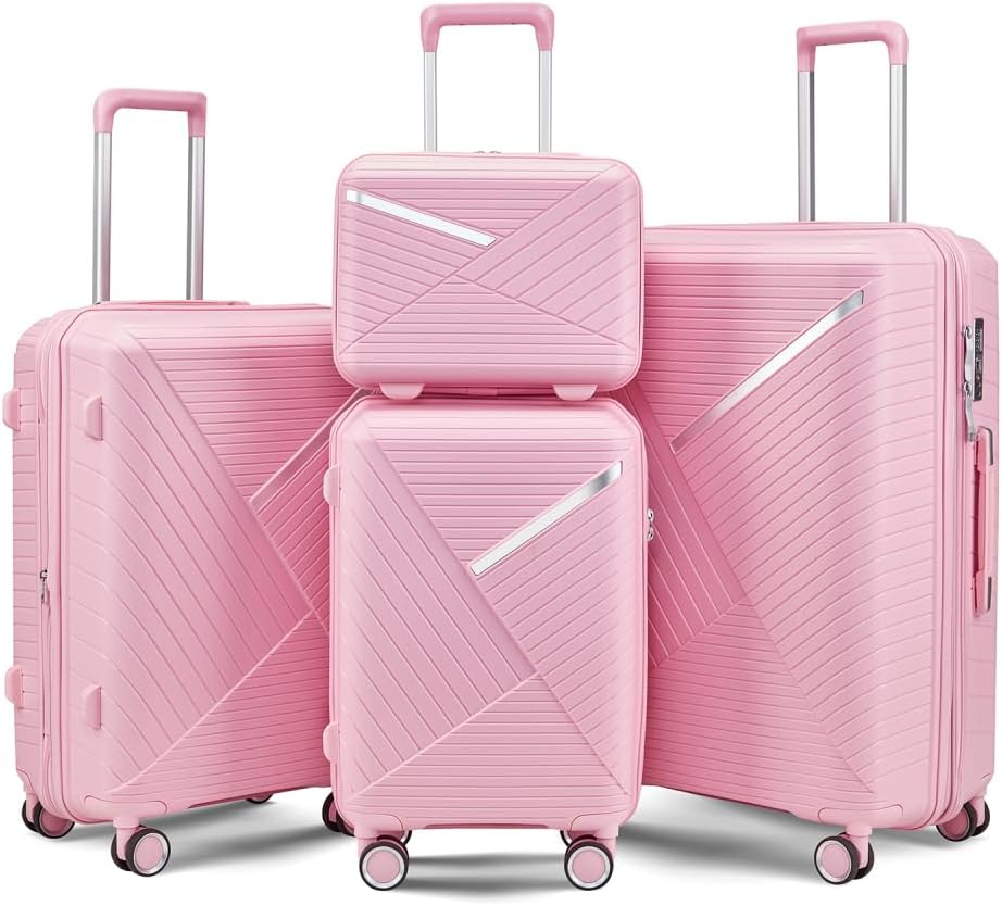 🎉🎉🎉【Price Reduction Notice】😍 Luggage Sets 4 Piece(14/20/24/28), Expandable Lightweight Suitcase with 4 Double 360 Degrees Mute Spinner Wheels PP Materials Durable TSA Lock Travel Luggage