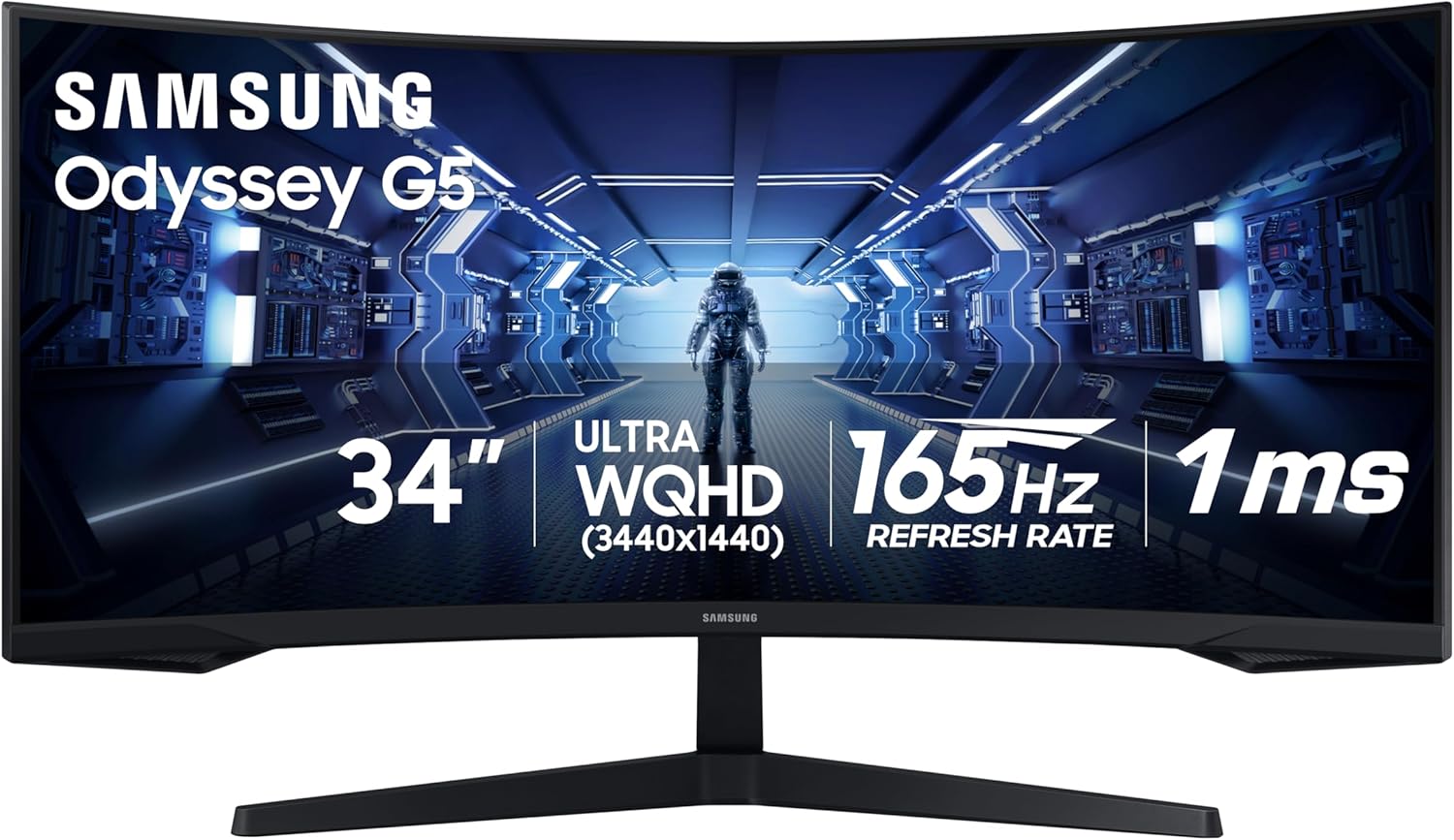🎉New store opening ⏰Purchase now for only GH₵688, online only!⏰ SAMSUNG 34' Odyssey G5 Ultra-Wide Gaming Monitor with 1000R Curved Screen, 165Hz, 1ms, FreeSync Premium, Large Display, Eye Comfort, Multiple Ports——🔥Limited to 10 units🔥