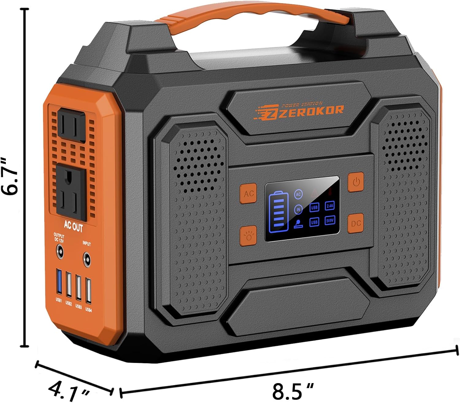 Portable Solar Generator, 300W Portable Power Station with Foldable 60W Solar Panel,110V Pure Sine Wave 280Wh Battery Power Pack with USB DC AC Outlet for Camping Smart Devices RV Van Outdoor-Orange