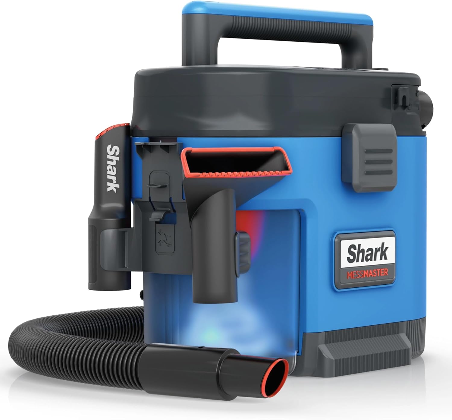 Shark VS100 MessMaster Portable Wet Dry Vacuum, Small Shop Vac, 1 Gallon Capacity, Corded, Perfect for Pets & Cars, AnyBag Tech, Self-Cleaning, for Tough Wet & Dry Messes, Light Blue