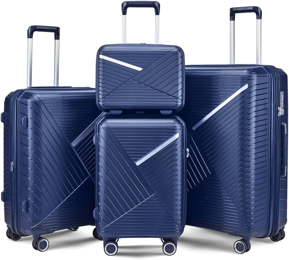 🎉🎉🎉【Price Reduction Notice】😍 Luggage Sets 4 Piece(14/20/24/28), Expandable Lightweight Suitcase with 4 Double 360 Degrees Mute Spinner Wheels PP Materials Durable TSA Lock Travel Luggage