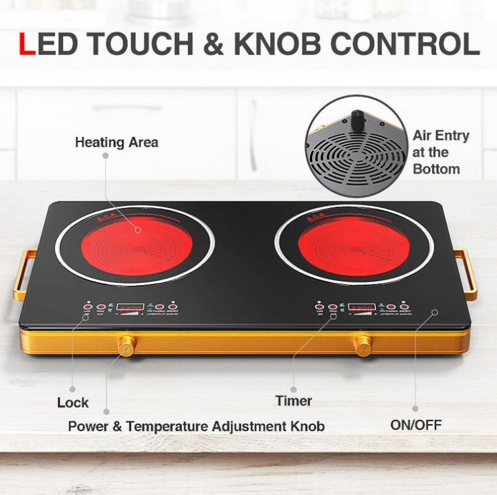 3500W Double Burner Induction Cooker CKD CKD Kitchen Household Ceramic Stove Touch Silver Crest Electric Infrared Cooker