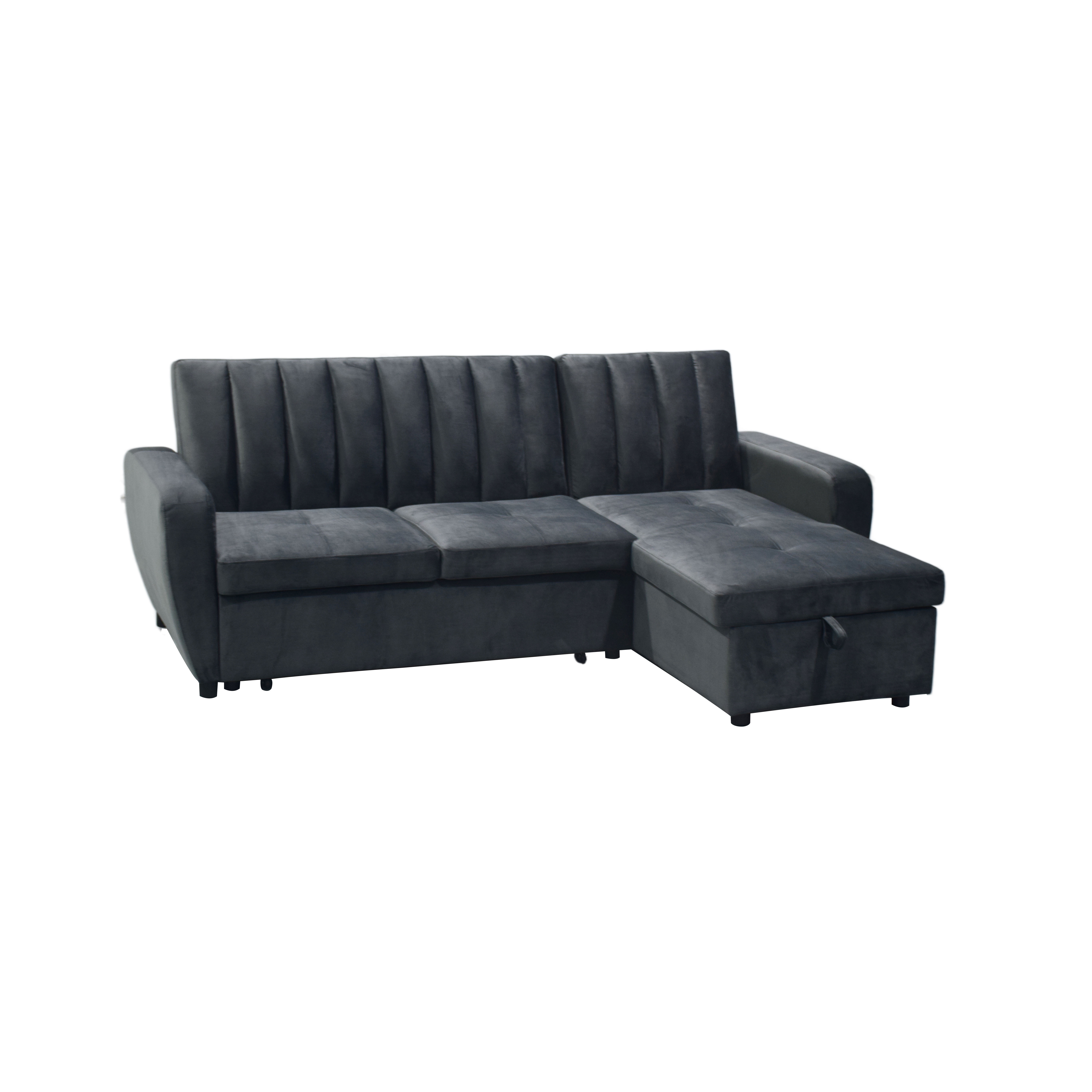 Luxury living room furniture: modern L-shaped sofa bed with storage