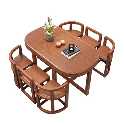 Solid wood dining table and chair set: a minimalist, modern, and space-saving 1.3-meter table ideal for compact homes