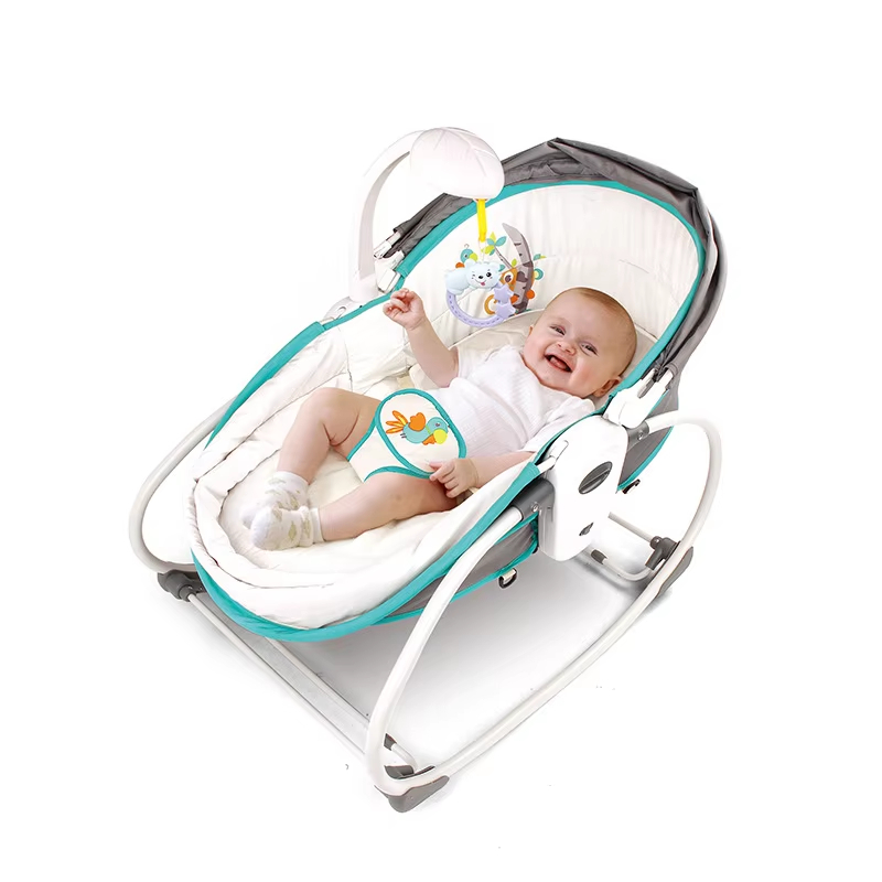 77*51*80CM 5-in-1 baby rocker, cradle, convertible bed, rocking chair and play center