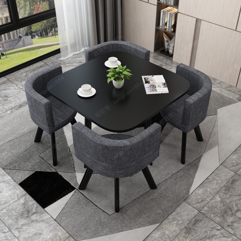A table and four chairs; reception table; negotiation table and chair set; shop meeting tabl