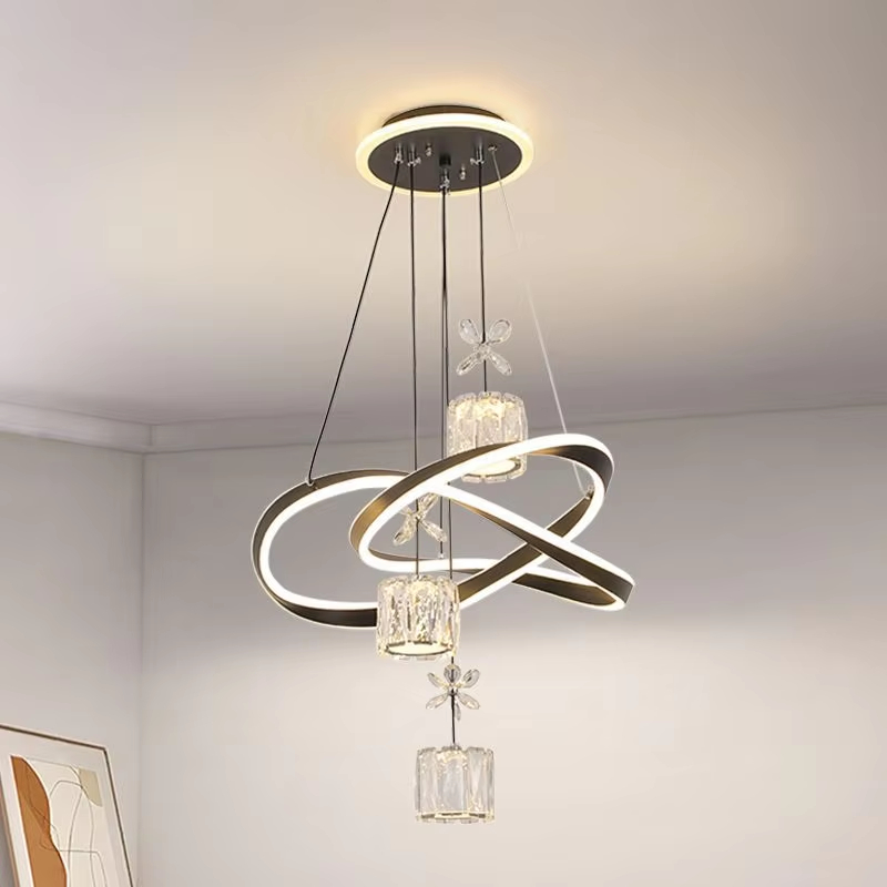 Best-selling Luxury Linear LED Pendant Light with Floral Shades – Modern K9 Crystal Chandelier for Kitchen Islands, Dining Rooms, and Bars