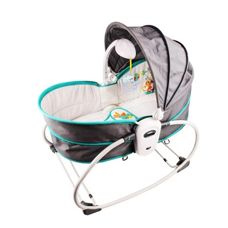 77*51*80CM 5-in-1 baby rocker, cradle, convertible bed, rocking chair and play center
