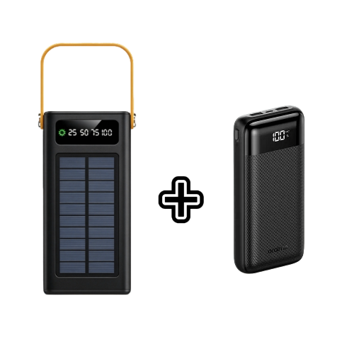 TiLECC Outdoor Camping Solar 50000 mAh Power Bank+oraimo Traveler 12 Byte 20000mAh 12W Power Bank