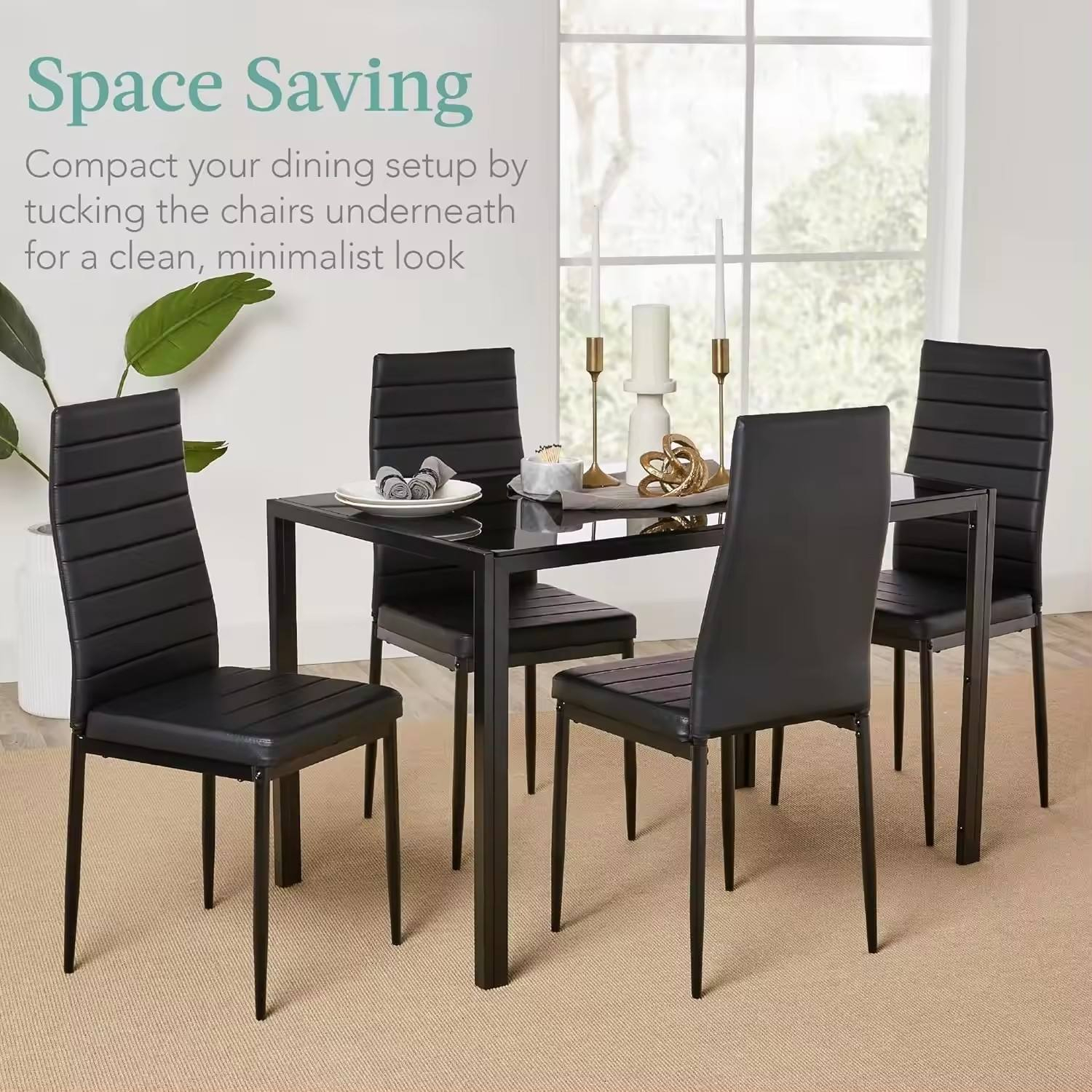 Modern Nordic-style dining and kitchen table and chair set (4-seater) for the home