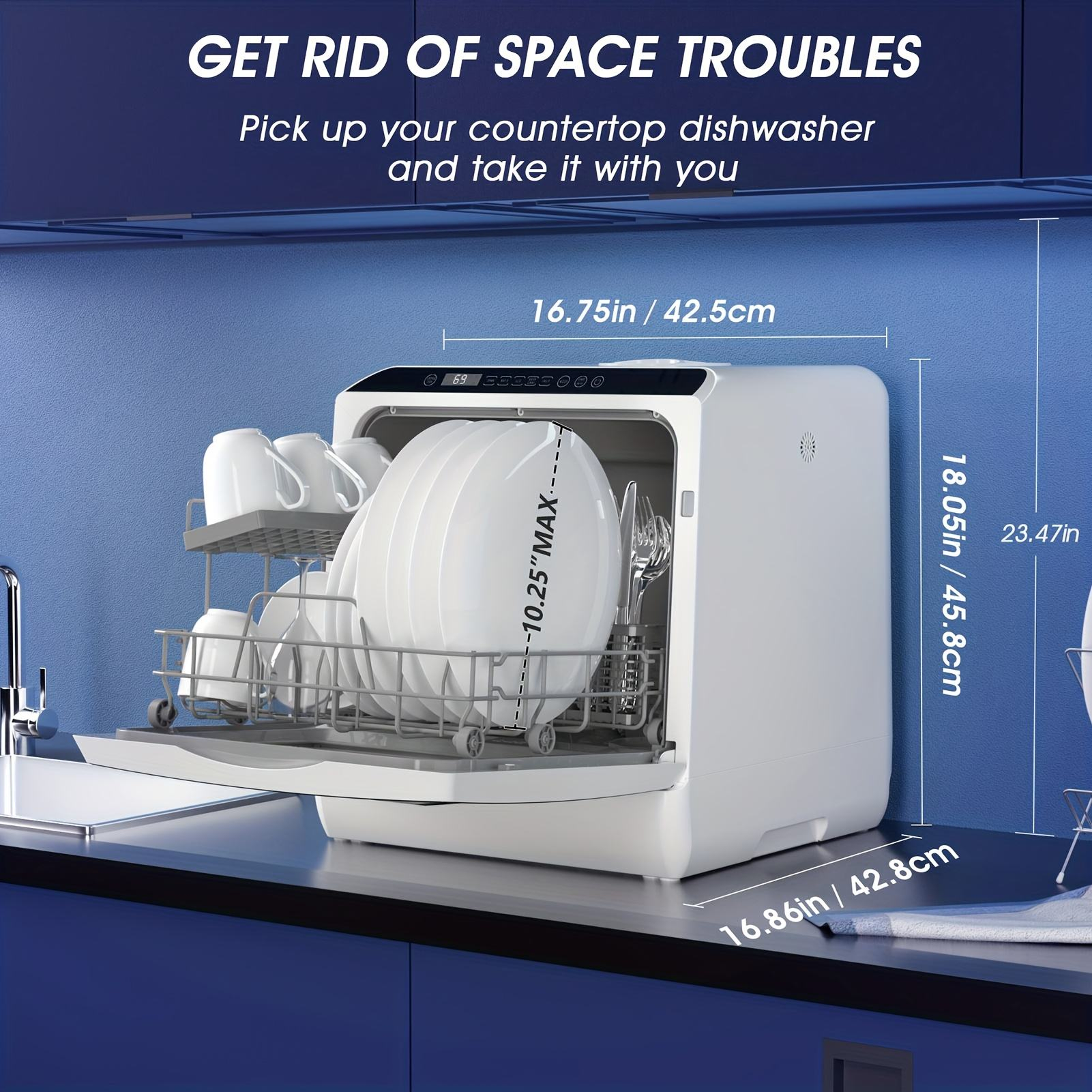 Mini Dishwasher, Fully Integrated Countertop Smart Portable Dishwasher, Kitchen Mini Dishwasher